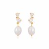 Lola Knight Lola Knight - Ines - Pear-Shaped Crystal And Pearl Earrings - 18K Gold Gold