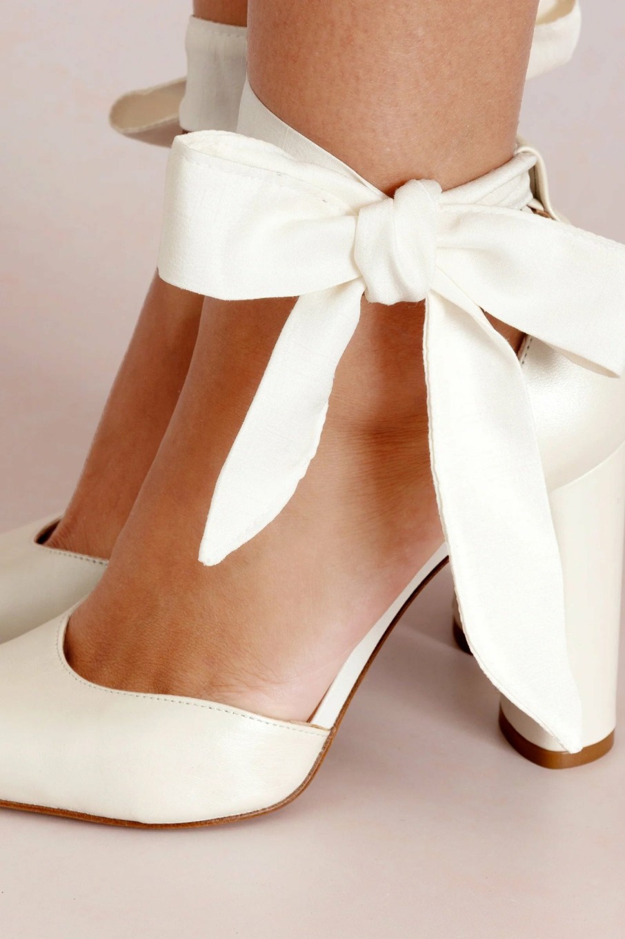 Charlotte Mills Silk Fabric Straps - Ivory High Heel