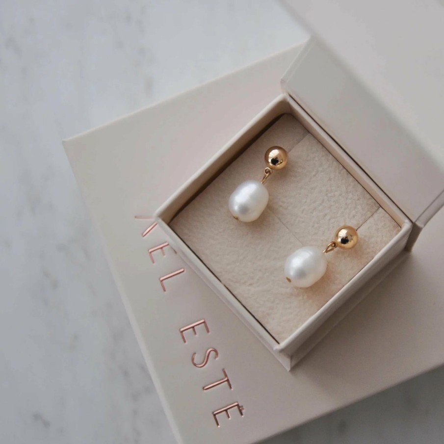 A'el Este A'El Este - Joya - Bridal Pearl Drop Earrings - Gold Gold