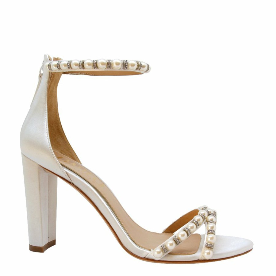 HARLO Australia Alexandra - White Pearl Bridal Block Heel White