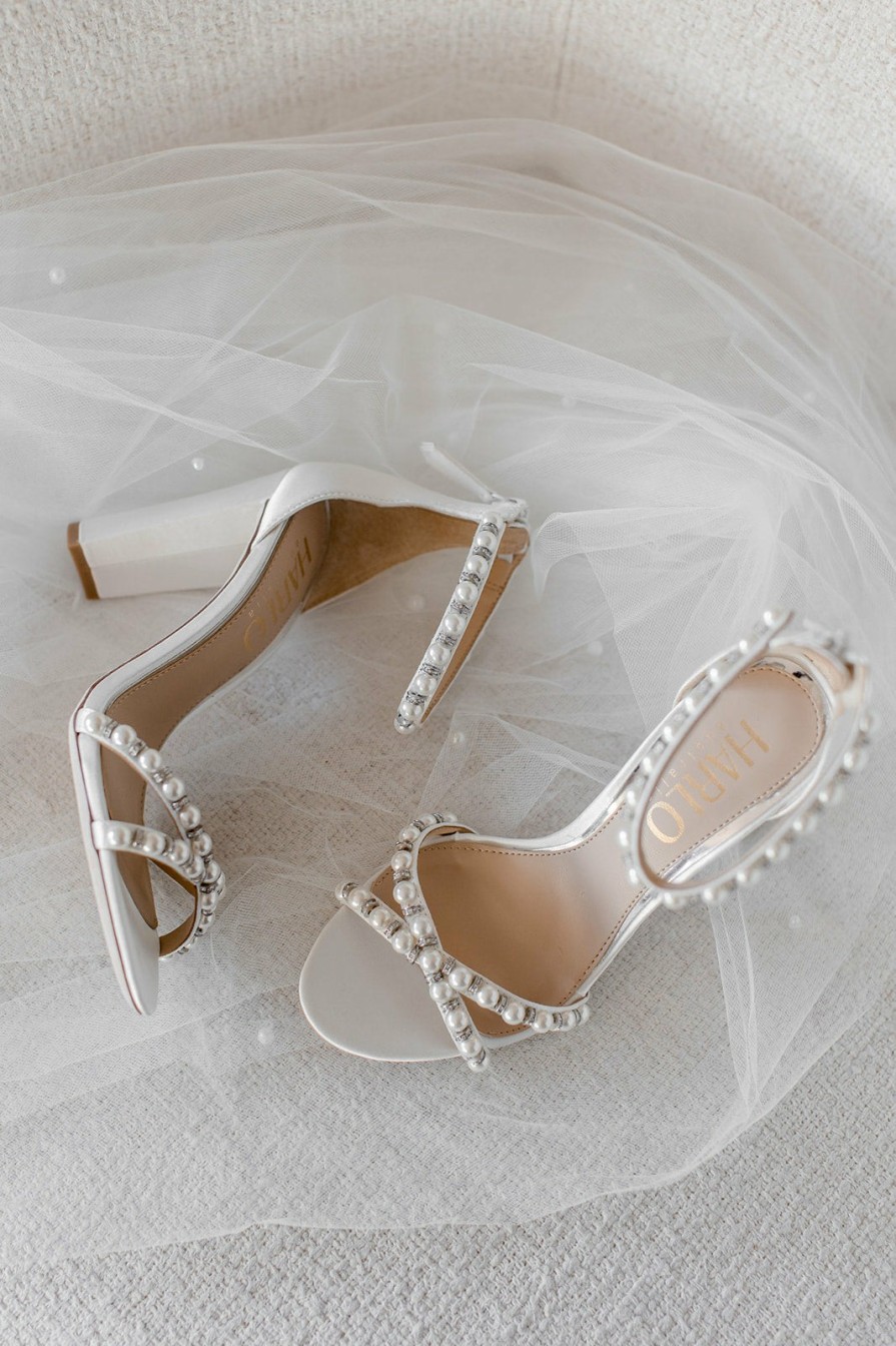 HARLO Australia Alexandra - White Pearl Bridal Block Heel White