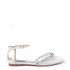 Badgley Mischka Evelynn - Crystal Embellished Tulle & Satin Flats - Soft White White