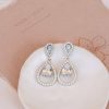 The White Collection Elisha - Crystal Teardrop Halo Bridal Earrings Rose Gold