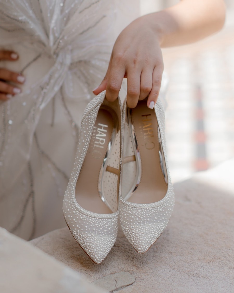 HARLO Australia Demi - Pointed Toe Pump With Pearls - Ivory Ivory