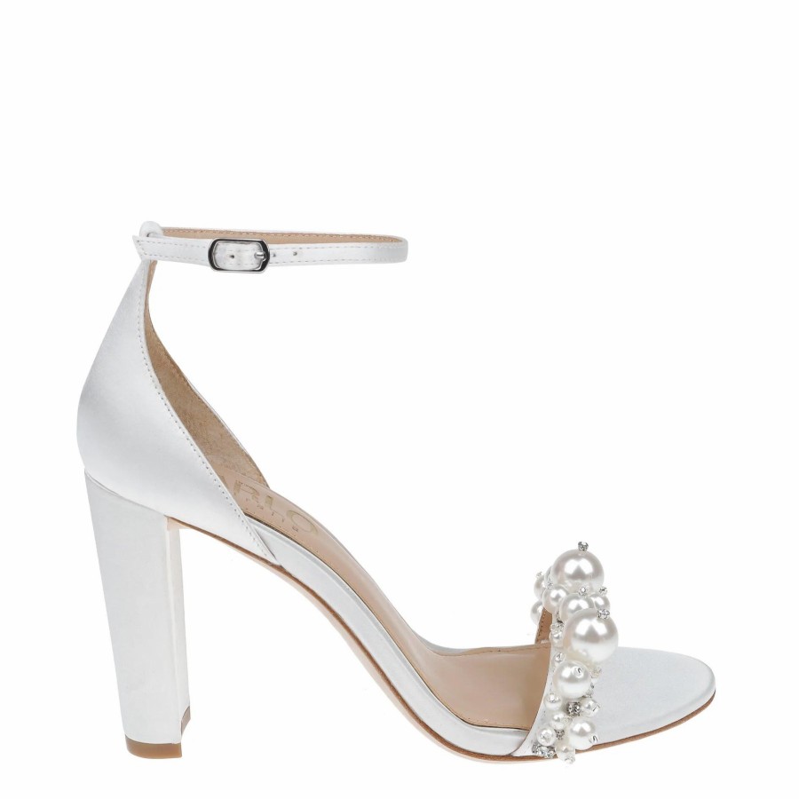 HARLO Australia Charlotte - White Statement Pearl High Block Heels White