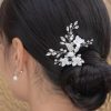 Windsor Bridal Lana - Porcelain Flower, Crystal & Pearl Bridal Hair Pin Rose Gold