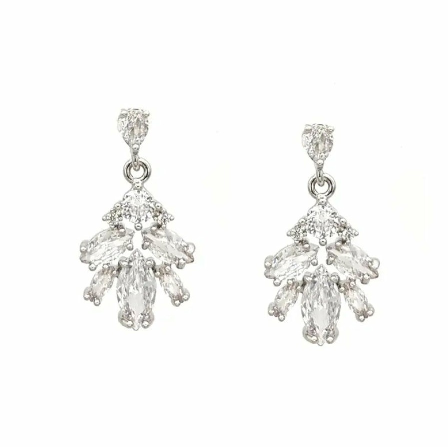 The White Collection Claudia - Sparkling Marquise Crystal Bridal Drop Earrings Earrings