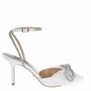 Badgley Mischka Sacred - Pointed Toe Rhinestone And Tulle Bow Stiletto - White White