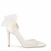 Bella Belle Remi - Pearl Accent Ivory Mesh Closed Toe Heels High Heel