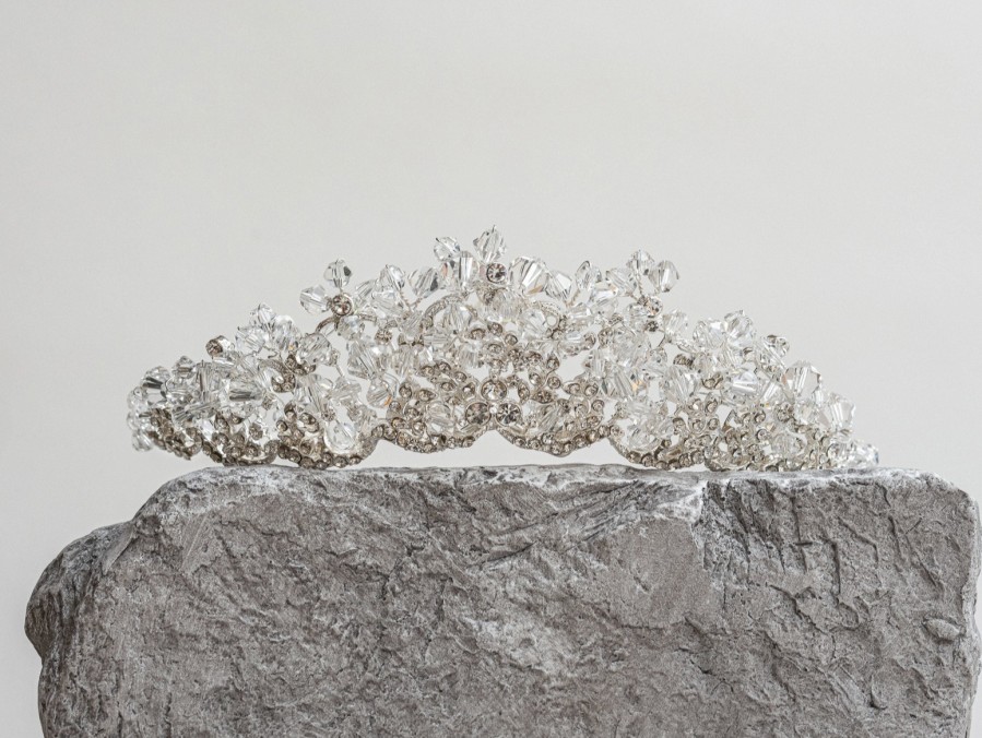 The White Collection Sinclair - Modern Crystal Bridal Crown Gold