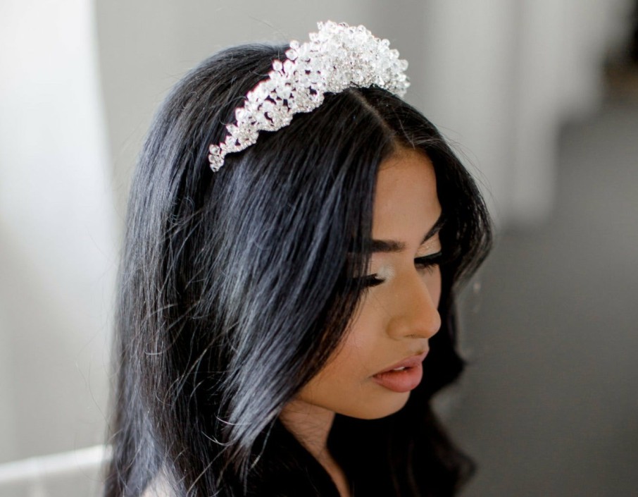 The White Collection Sinclair - Modern Crystal Bridal Crown Gold