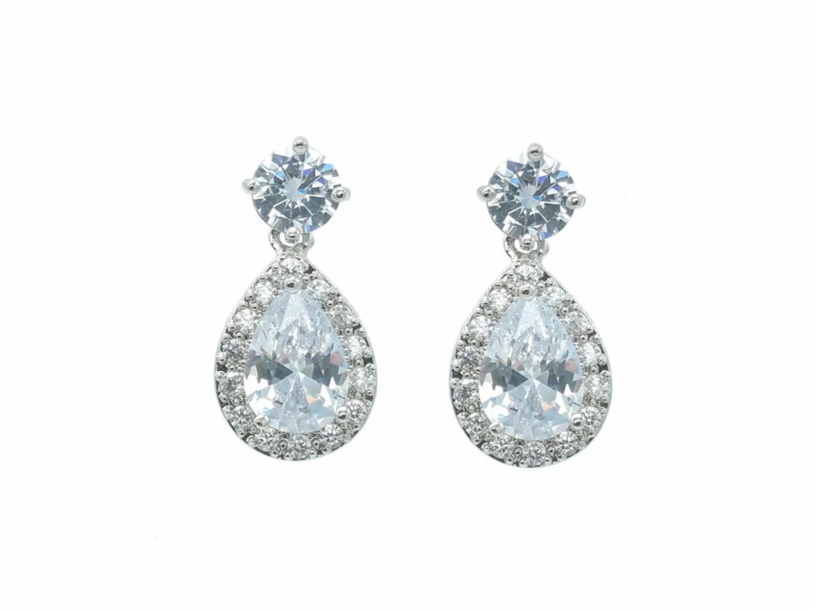 The White Collection Kate - Sweet Teardrop Crystal Bridal Drop Earrings Silver