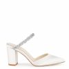 Bella Belle Weslyn - Ivory Bridal Mules With Crystal Strap High Heel