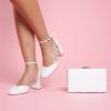 Charlotte Mills Jazzy - Pearl Wide Fit Round Toe Bridal Heel Mid Heel