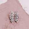 The White Collection Eva - Crystal Leaf Drop Bridal Earrings Rose Gold