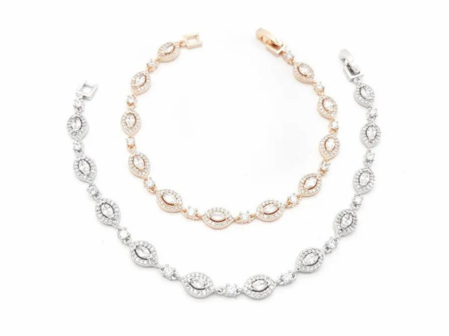 The White Collection Clementine - Marquise And Round Crystal Bridal Bracelet Rose Gold