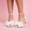 Charlotte Mills Ida - Ivory Bow Wide Fit Bridal Block Heel Mid Heel