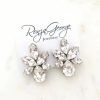 Ronza George Elina - Silver Statement Swarovski Cluster Bridal Earrings Silver