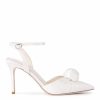 Bella Belle Noelle - Ivory Pointed Toe Rosette Ivory Flower Heels High Heel