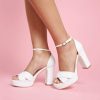 Charlotte Mills Kali - Pearl Encrusted Platform Wide Fit Bridal Heel High Heel