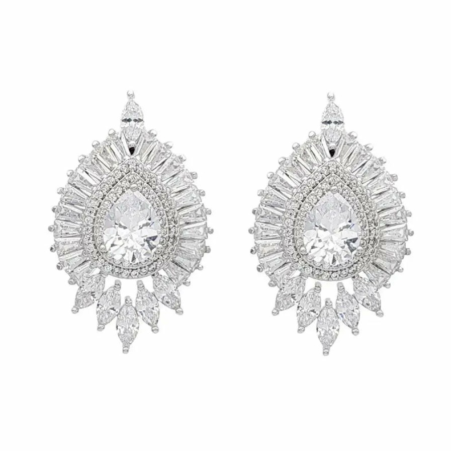 The White Collection Shyla - Statement Crystal Bridal Stud Earrings Earrings