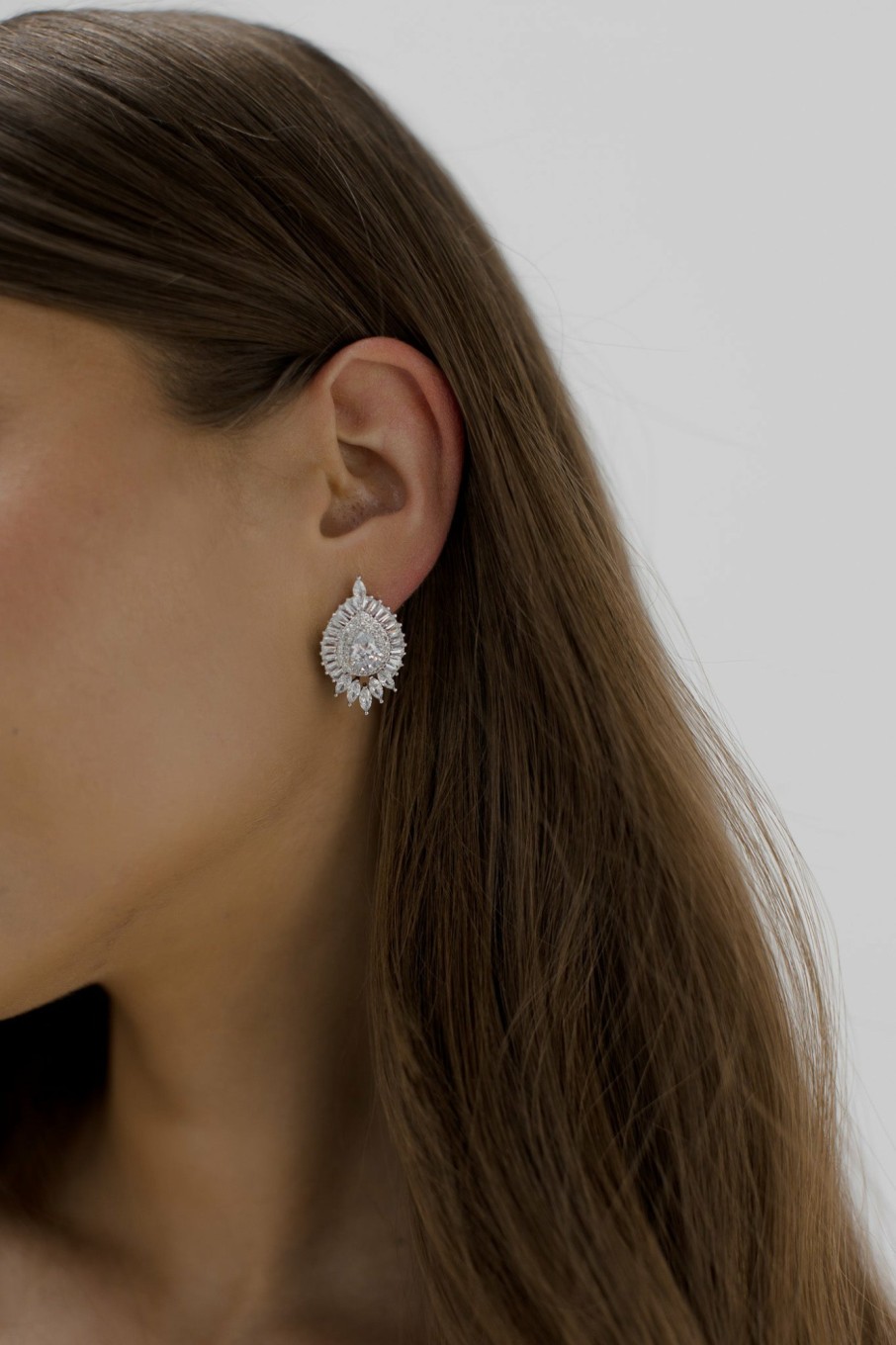 The White Collection Shyla - Statement Crystal Bridal Stud Earrings Earrings