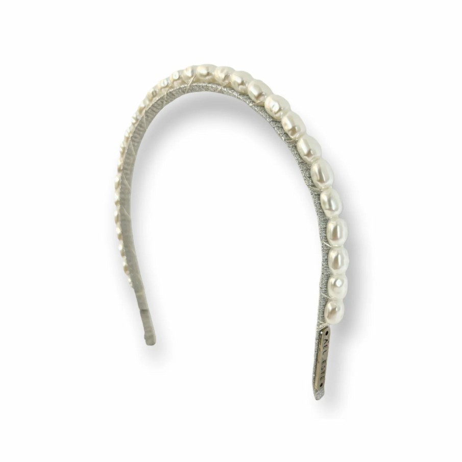 A'el Este A'El Este - Mia - Natural Pearl Bridal Headband - Silver Silver