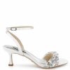 Badgley Mischka Telissa - Open Toe Mid Kitten Heel With Pearls And Crystals - Soft White White