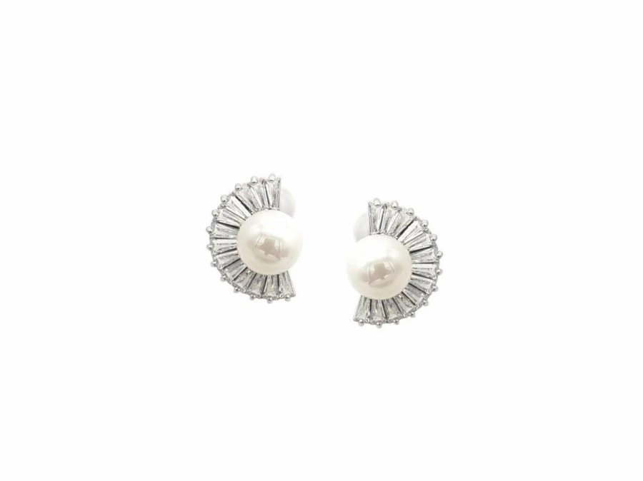 The White Collection Arabella - Pearl And Crystal Bridal Stud Earrings Earrings