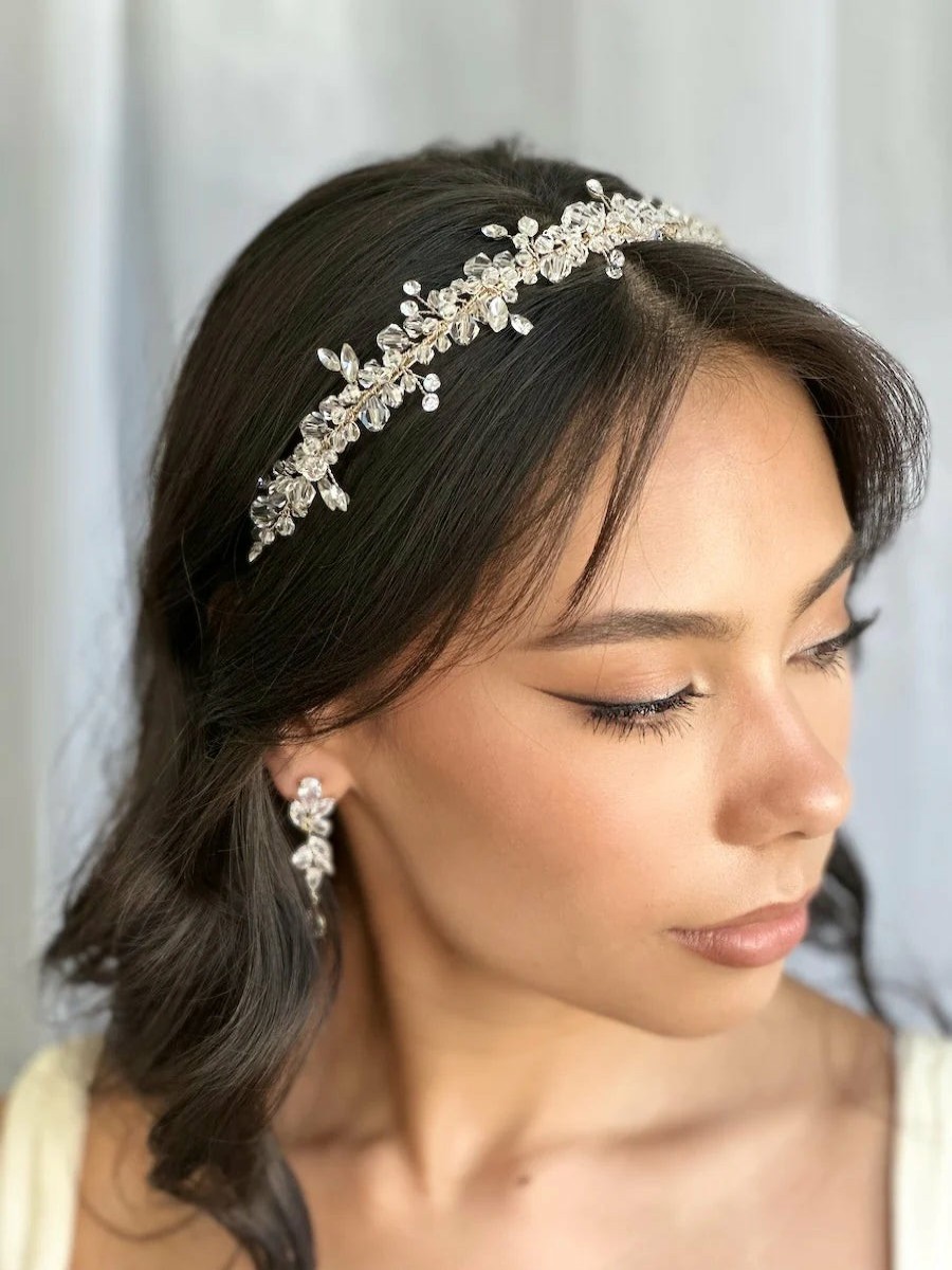 Windsor Bridal Celina - Single Band Classical Crystal Headband Silver