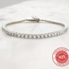 The White Collection Laura - Delicate Sterling Silver Bridal Tennis Bracelet Gold