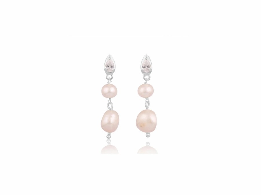 Lola Knight Lola Knight - Lulu - Pearl & Crystal Drop Earrings - Silver Earrings