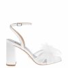 Badgley Mischka Tess - Peep Toe Block Heel With Tulle Bow - White White