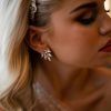 Ronza George Anita Studs - Bridal Swarovski Silver Chandelier Earrings Silver