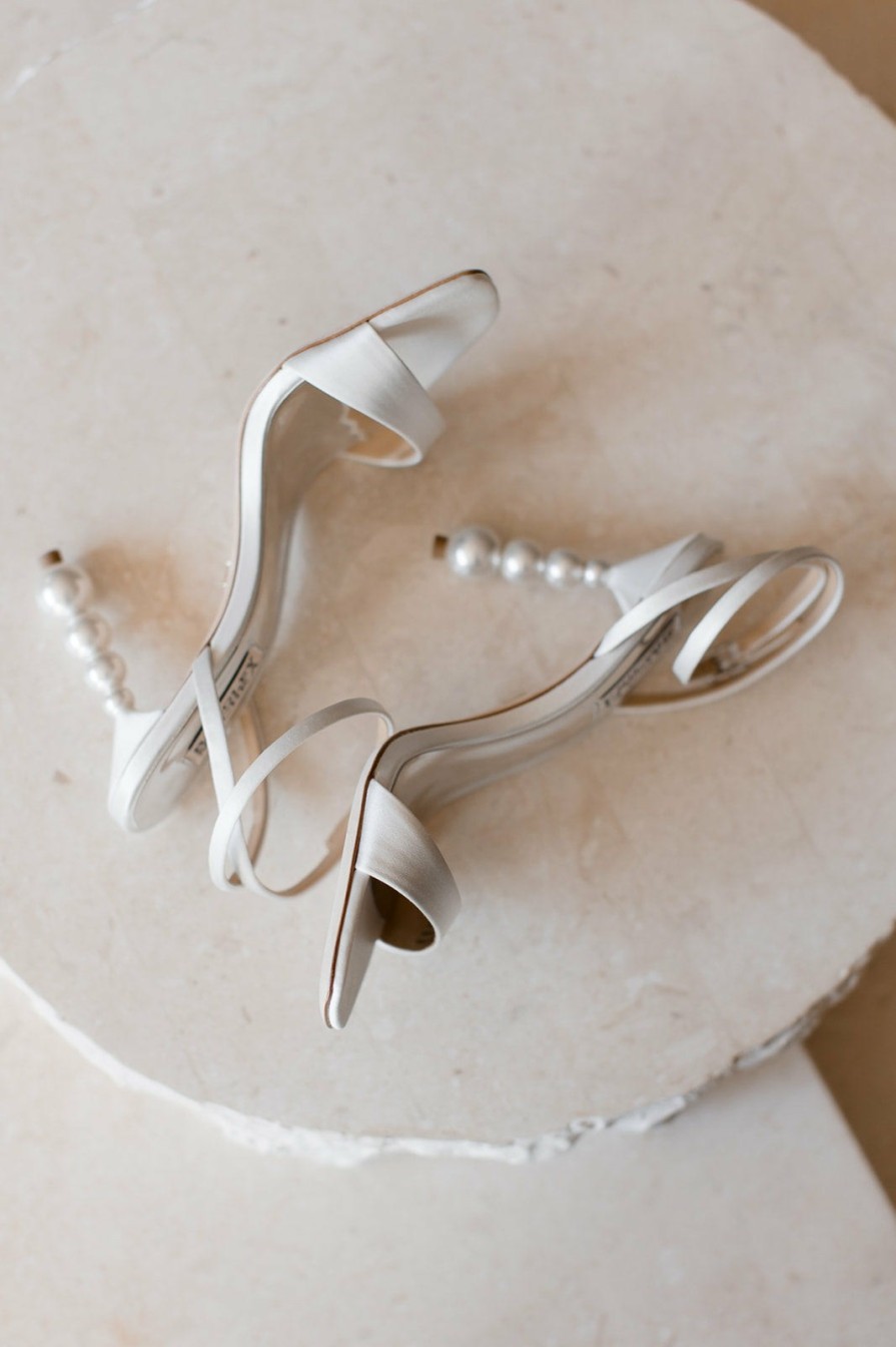 Badgley Mischka Ivette - Pearl Stiletto Heel Sandals - Soft White White