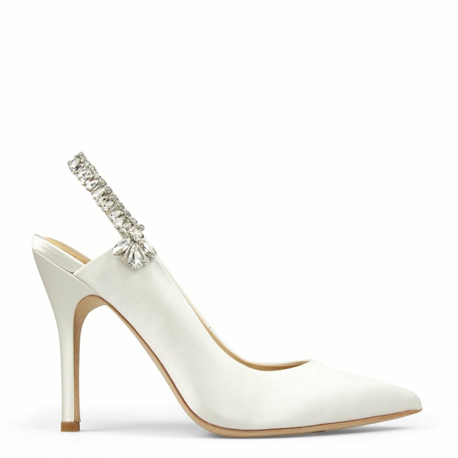 HARLO Australia Bonnie - White Crystal Embellished Sling Back Evening Pump White