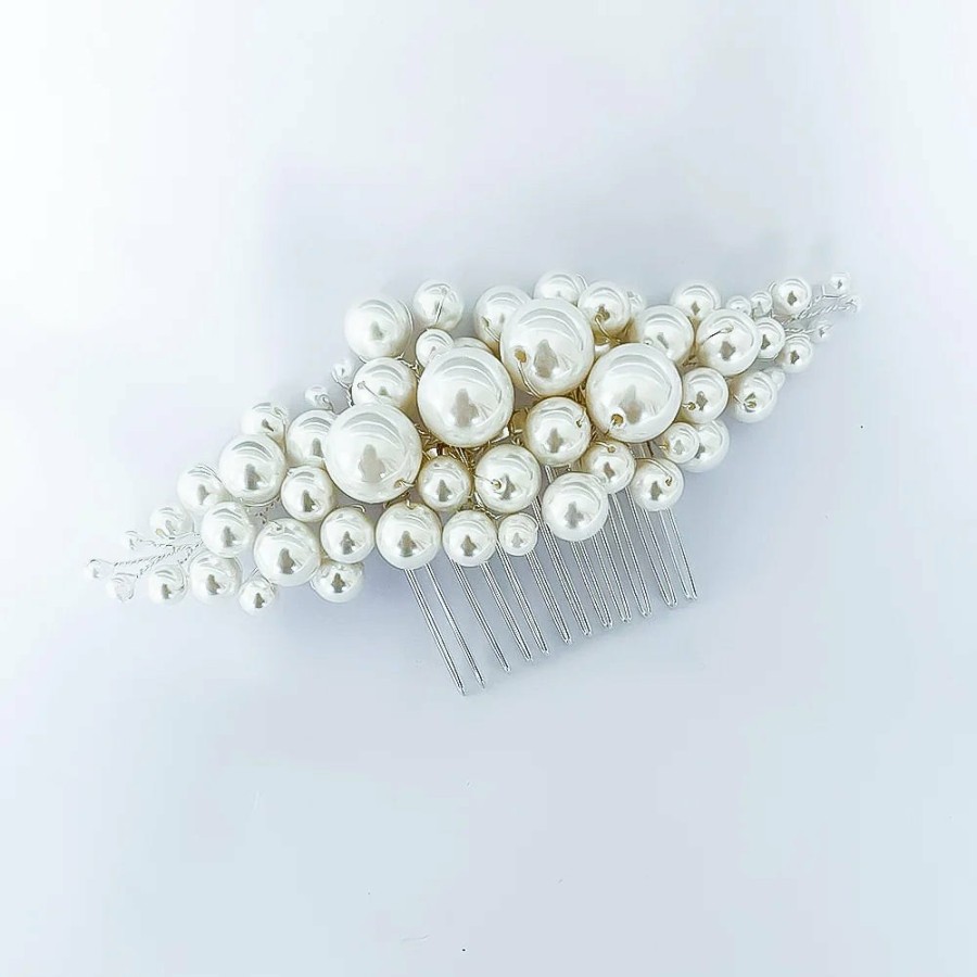 A'el Este A'El Este - Savannah - Pearl Bridal Comb - Silver Silver