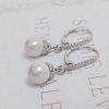 The White Collection Addison - Elegant Crystal Pearl Bridal Drop Earrings Silver