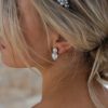 Ronza George Aspen - Pearl & Swarovski Silver Bridal Stud Earrings Silver