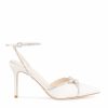 Bella Belle Kendall - Ivory Bridal Block Heels With Crystal Bows, Trim And Straps High Heel