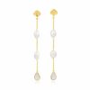 Lola Knight Lola Knight - Lea - Long Drop Pearl & Crystal Earrings - 18K Gold Gold