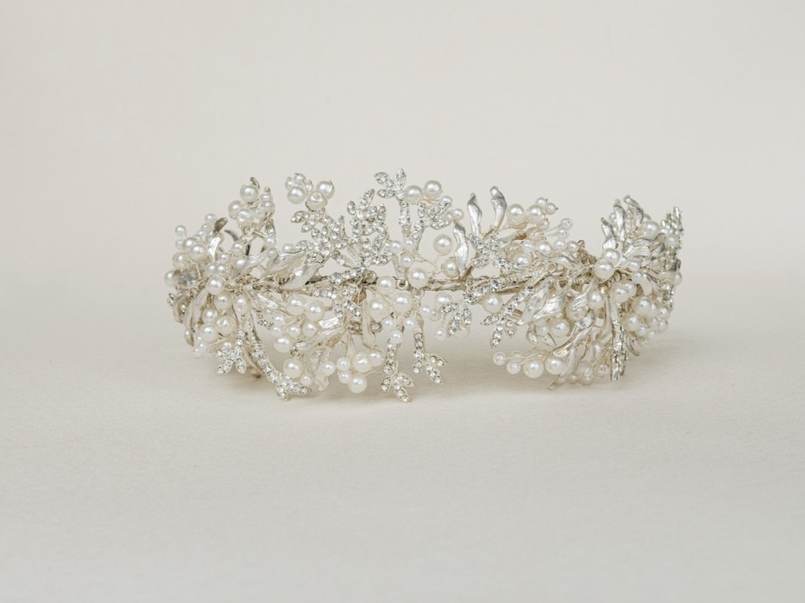 Windsor Bridal Alessandra - Wide Pearl Bridal Headband Crystal