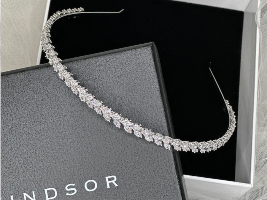 Windsor Bridal Bella Single - Single Row Marquise Crystal Bridal Headband Silver