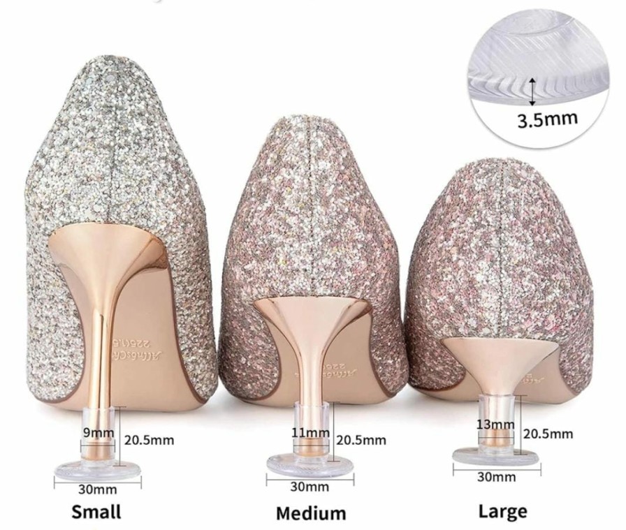 The White Collection Clear Heel Stoppers - Prevent Your Heels From Sinking Into Grass And Mud Shoe Care