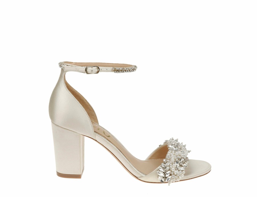 HARLO Australia Adele - Nude Crystal And Pearl Bridal Block Heel Nude