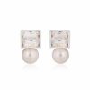 Lola Knight Lola Knight - Luna - Pearl & Baguette Crystal Earrings - Silver Earrings