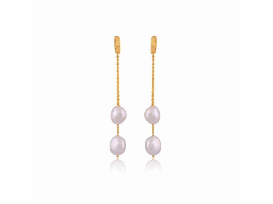 Lola Knight Lola Knight - Carla - Pearl Hoop Earrings - 18Ct Gold Gold