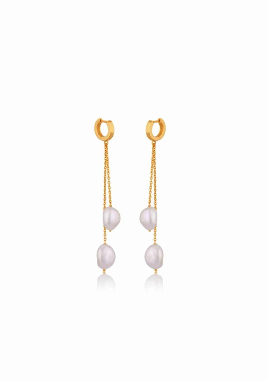 Lola Knight Lola Knight - Carla - Pearl Hoop Earrings - 18Ct Gold Gold