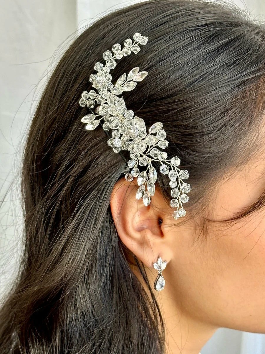 The White Collection Freya - Pretty Silver Sparkling Crystal Bridal Comb Silver